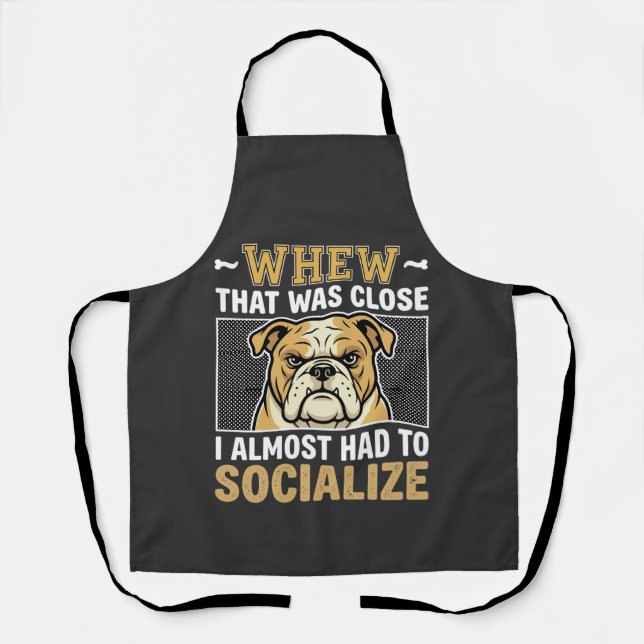 Funny Bulldog Socialize Dog Apron (Front)