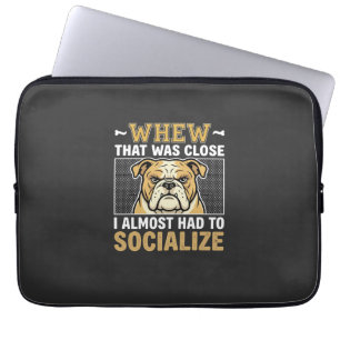 Funny Bulldog Socialize Dog Laptop Sleeve