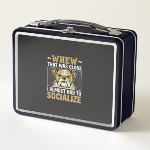 Funny Bulldog Socialize Dog Metal Lunch Box