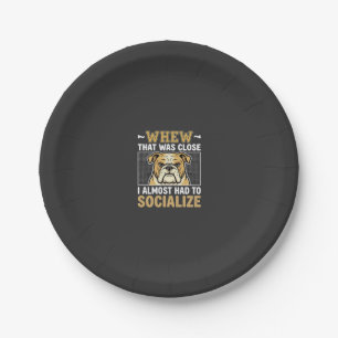 Funny Bulldog Socialize Dog Paper Plate