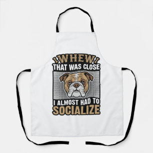 Funny Bulldog Socialize Vintage Vector Shirt Desig Apron