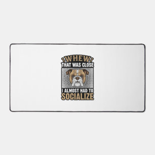 Funny Bulldog Socialize Vintage Vector Shirt Desig Desk Mat