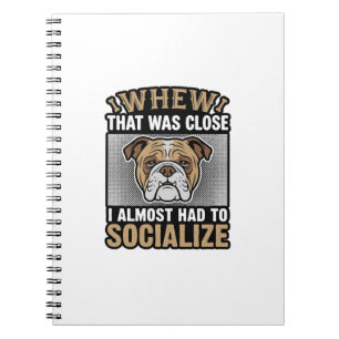 Funny Bulldog Socialize Vintage Vector Shirt Desig Notebook