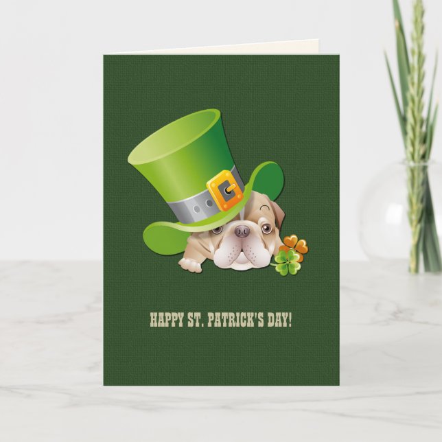 Funny Bulldog St. Patrick's Day  Card (Front)
