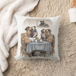 Funny Bulldog Throw Pillow