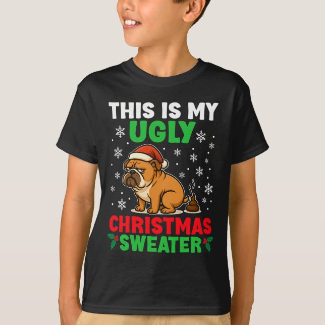 Funny Bulldog Ugly Christmas Sweater Hilarious Dog (Front)