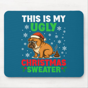 Funny Bulldog Ugly Christmas Sweater Hilarious Dog Mouse Pad