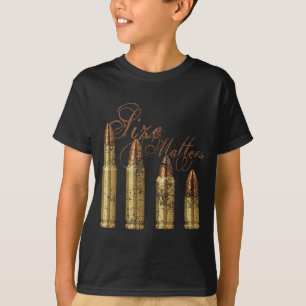 Funny Bullet Size Firearm Pro Distressed T-Shirt