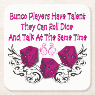 Funny Bunco - Can Roll Dice Square Paper Coaster