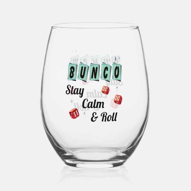 Funny Bunco Dice Friend Stemless Wine Glass (Front)