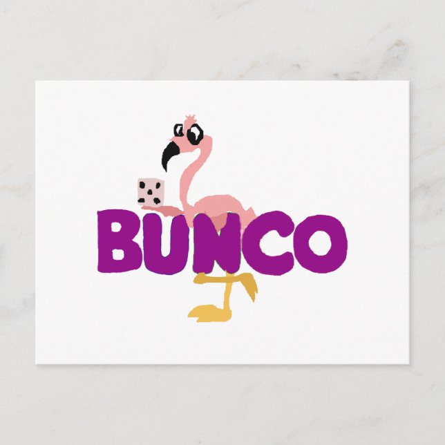 Funny Bunco Dice Game and Pink Flamingo Postcard (Front)