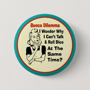 Funny Bunco Dilemma With Retro Woman 2 Inch Round Button