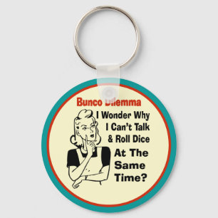 Funny Bunco Dilemma With Retro Woman Keychain