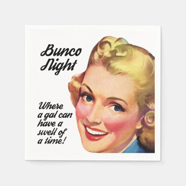 Funny Bunco Night Retro Vintage Women Swell Napkin (Front)