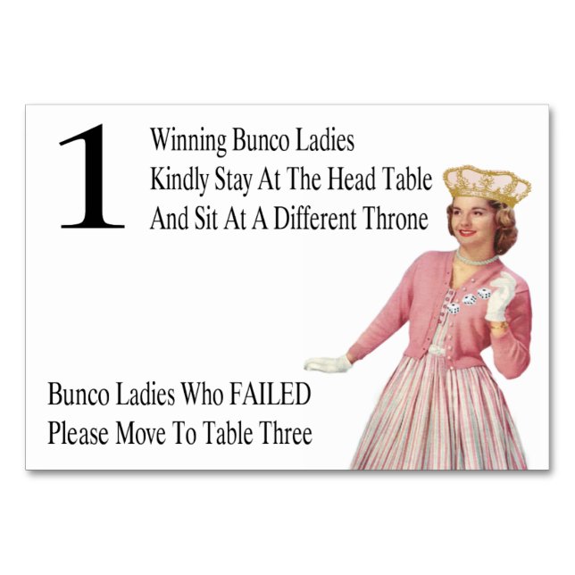 Funny Bunco Table Cards Queen #1 (Front)