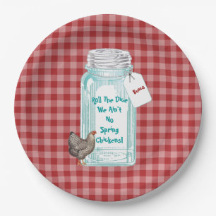 Funny Bunco Vintage Canning Jar Spring Chicken Paper Plate