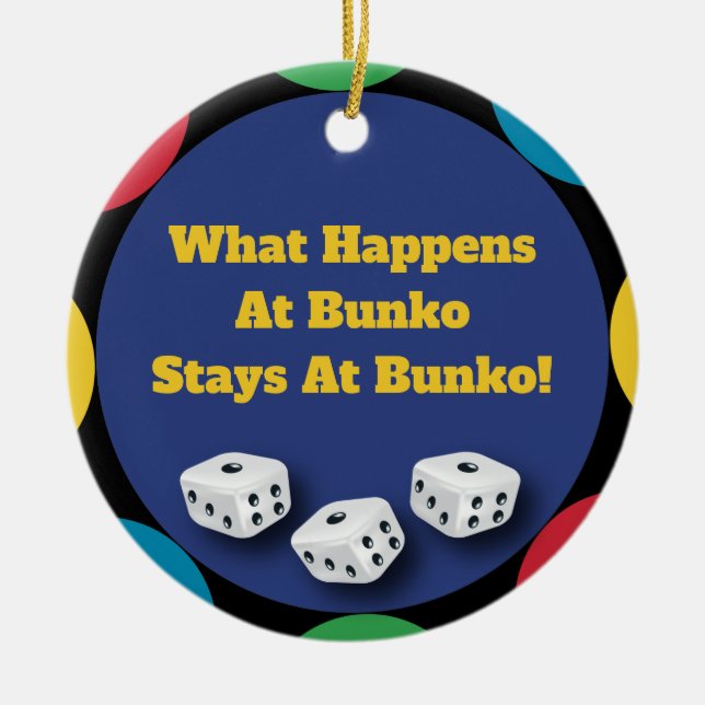 Funny Bunko Dice Game Holiday Gift Ceramic Ornament (Front)