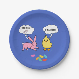 Funny Bunny and Chick Shirt For Easter Paper Plate