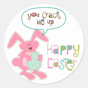 Funny Bunny and Egg Easter Classic Round Sticker