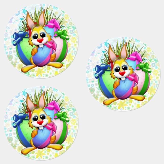 Funny Bunny biting an Easter Egg (Group)