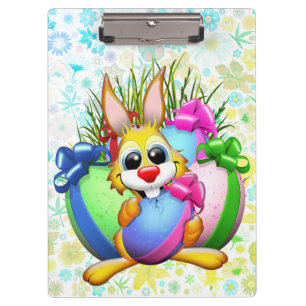 Funny Bunny biting an Easter Egg Clipboard
