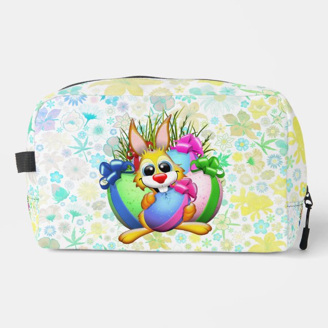 Funny Bunny biting an Easter Egg Dopp Kit (Front)