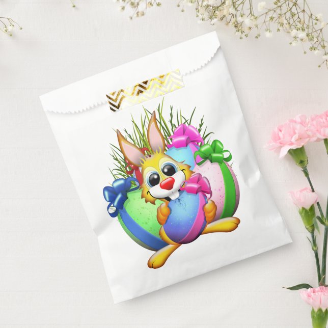 Funny Bunny biting an Easter Egg Favour Bag (Sealed)
