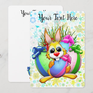 Funny Bunny biting an Easter Egg Invitation