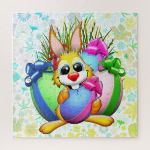 Funny Bunny biting an Easter Egg Jigsaw Puzzle