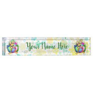 Funny Bunny biting an Easter Egg Nameplate