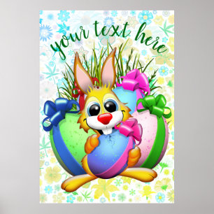 Funny Bunny biting an Easter Egg Poster