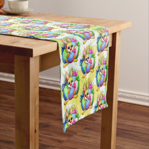 Funny Bunny biting an Easter Egg Short Table Runner
