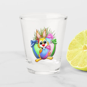 Funny Bunny biting an Easter Egg Shot Glass