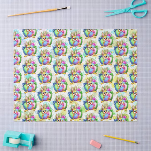 Funny Bunny biting an Easter Egg Tissue Paper (Craft)