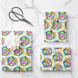 Funny Bunny biting an Easter Egg Wrapping Paper Sheet