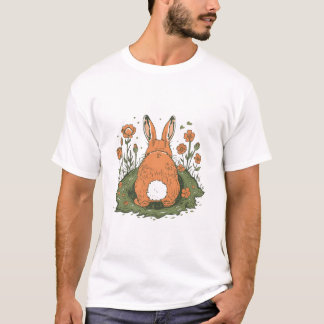 Funny Bunny Butt Easter Garden Illustration T-Shirt