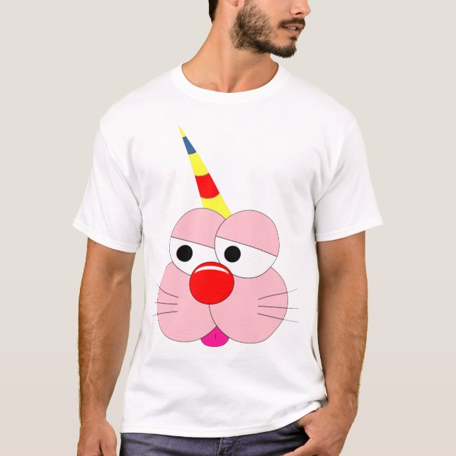Funny Bunny Cartoon - I'm a Unicorn. Cool Fun T-Shirt (Front)