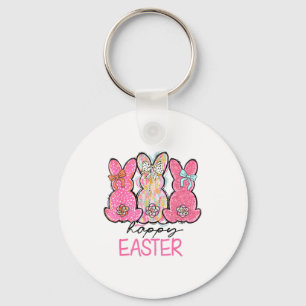 Funny Bunny Coquette Bow Rabbit Lovers Happy Easte Keychain