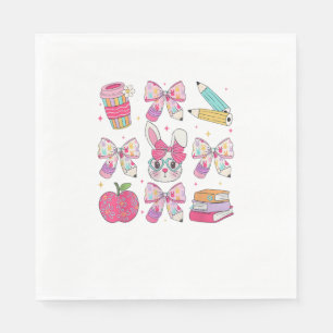 Funny Bunny Coquette Bow Rabbit Teacher Easter Ret Napkin