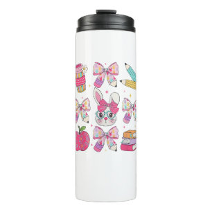 Funny Bunny Coquette Bow Rabbit Teacher Easter Ret Thermal Tumbler