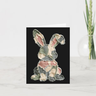 Funny bunny crochet patchwork camo rabbit happy card