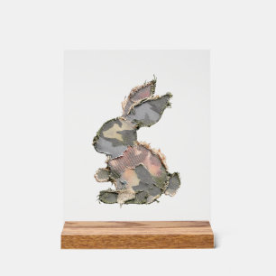 Funny Bunny Crochet Patchwork Camo Rabbit Happy Ea Acrylic Sign