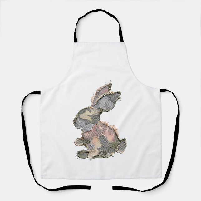 Funny Bunny Crochet Patchwork Camo Rabbit Happy Ea Apron (Front)