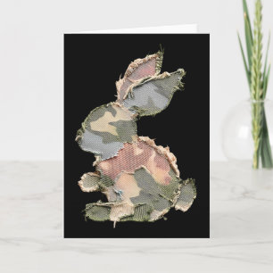 Funny Bunny Crochet Patchwork Camo Rabbit Happy Ea Card
