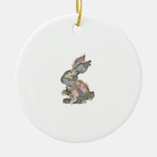 Funny Bunny Crochet Patchwork Camo Rabbit Happy Ea Ceramic Ornament
