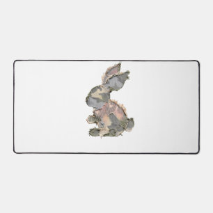 Funny Bunny Crochet Patchwork Camo Rabbit Happy Ea Desk Mat