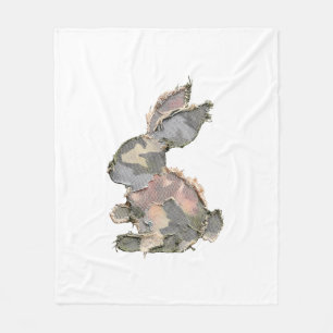 Funny Bunny Crochet Patchwork Camo Rabbit Happy Ea Fleece Blanket