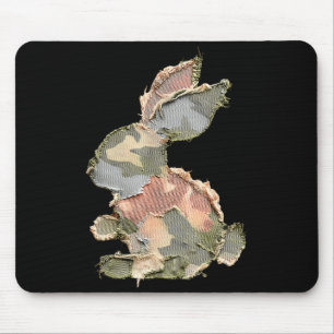 Funny Bunny Crochet Patchwork Camo Rabbit Happy Ea Mouse Pad