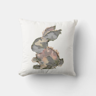 Funny Bunny Crochet Patchwork Camo Rabbit Happy Ea Throw Pillow