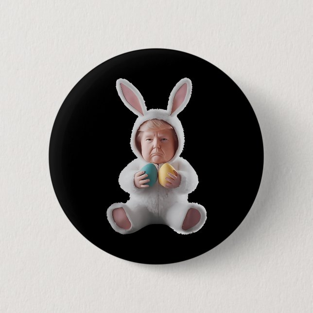Funny Bunny Easter Trump Meme Happy Easter Day  2 Inch Round Button (Front)